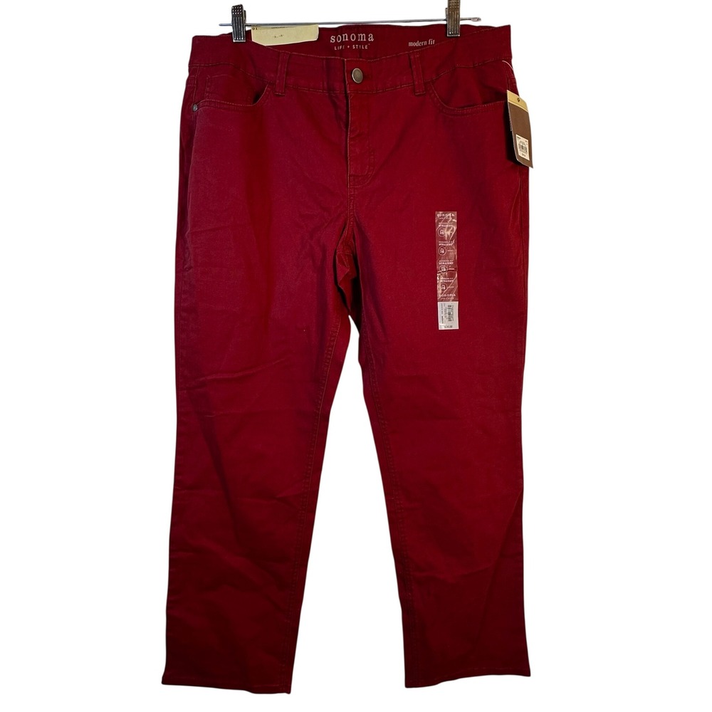 Sonoma Life Style Modern Fit Straight Leg Pants Red Spice 16 Short NWT